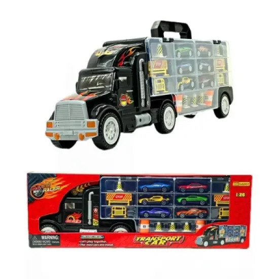 Big Daddy Trucks - The Big Rig Race Car Carrying Travel System with Added Storage Space - comes with 6 cars but can fit 24 image {3}