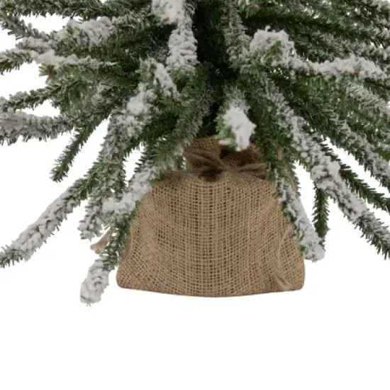 Northlight Potted Flocked Downswept Mini Village Pine Medium Artificial Christmas Tree - 2' - Unlit image {5}