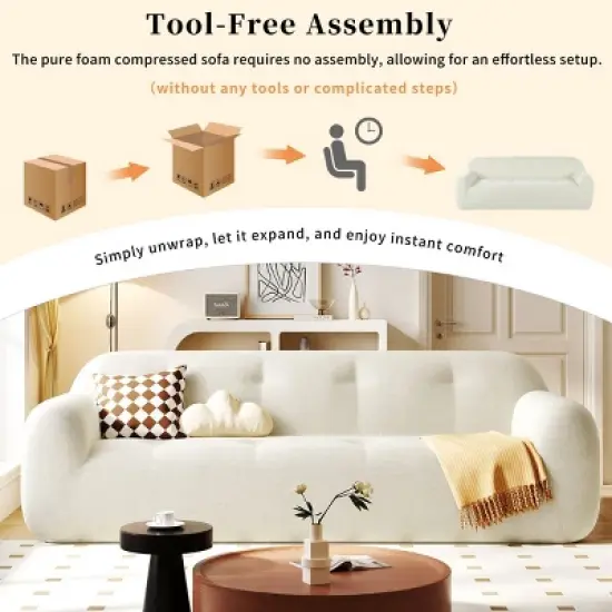 Modern 3 Seat Chenille Fabric Upholstered Sofa Couch,American Traditional Couch,85" Plush Lounge Sofa for Living Room Apartment-Cuddlewood image {2}