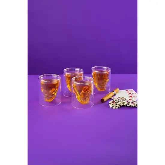 LEMONSODA Old Fashioned Skull Glasses Set of 4 - (8.5 fl. oz) image {3}