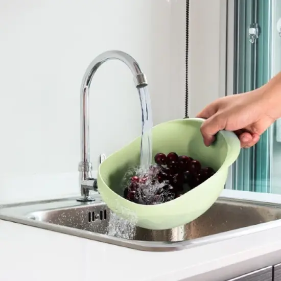 Unique Bargains Rice Strainer Washing Bowl Filter Strainer Basket Colanders for Cleaning Vegetable image {3}