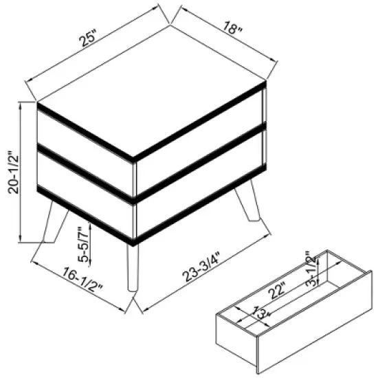 Mid-Century Modern 2 Drawer Nightstand Walnut - Linon image {14}