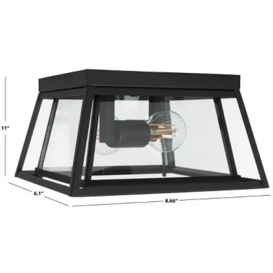 Rydler 11" Outdoor Flush Mount - PLT7029 - Black - Safavieh image {2}