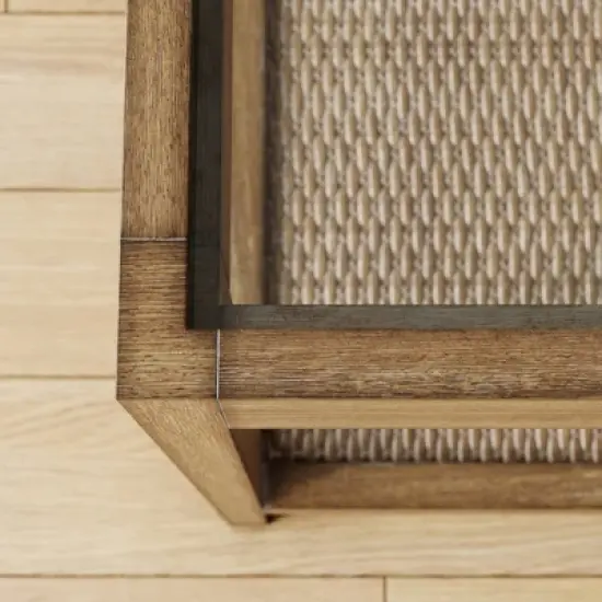 Hayes Solid Wood Rattan and Glass Top Side Table Brushed Light Brown - Nathan James image {4}