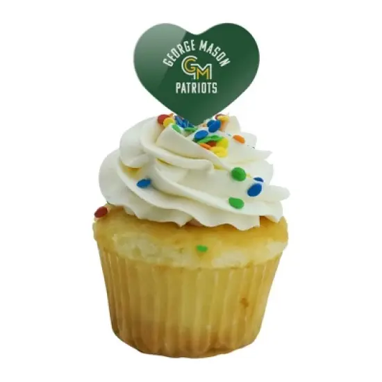 George Mason University Patriots Logo Heart Love Cupcake Picks Toppers Decoration Set of 6 image {4}