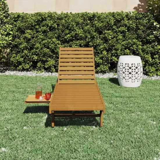 HOMLUX Outdoor Patio Lounge Chair Chaise Recliner with Adjustable Backrest & Side Tray image {2}