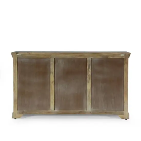 Horeb Boho Handcrafted Mango Wood 3 Drawer Sideboard Antique White - Christopher Knight Home image {7}