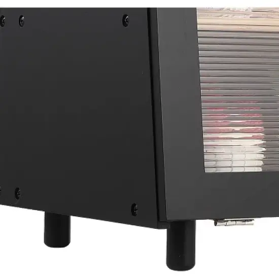 Acekool 2-Layer Bread Box, Modern Countertop Bread Storage with Fence Top, Transparent Door, Corner Bread Keeper, Black image {4}