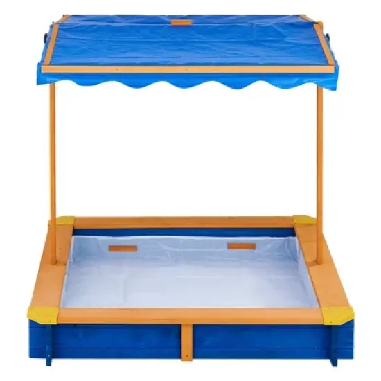 Teamson Kids Garden Outdoor Summer Children's Sand Box Wood / Blue TK-KF0003 image {9}