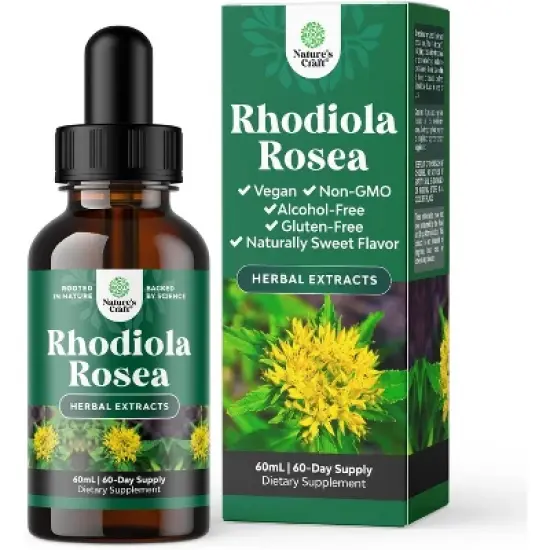 Rhodiola Rosea Tincture, Liquid Rhodiola Supplement for Stress Energy and Mood Support with 3% Salidrosides Rosea Extract, Nature's Craft, 60 servings image {9}