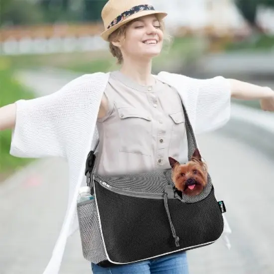 PetAmi Small Dog Sling Carrier, Soft Crossbody Puppy Carrying Purse, Adjustable Breathable Travel Pet Cat Pouch to Wear for Traveling image {4}