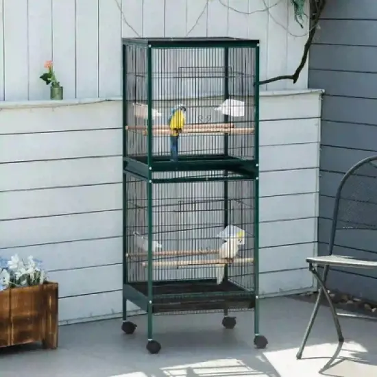 Resenkos Rabbit Hutch, Duck Cage Hutch,Rabbit Coop, 54" 2-Story Large Rabbit Hutch Bunny Cage with Lockable Doors, No Leak Tray,Natural Orange image {7}