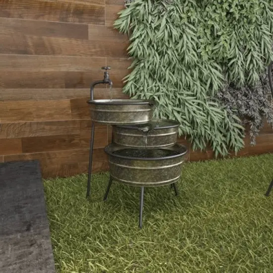 26" x 30" Farmhouse Metal Fountain Gray - Olivia & May image {24}