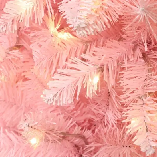 LuxenHome 6Ft Pink Pencil Artificial Tree with Warm White Lights and 8 Light Functions image {9}