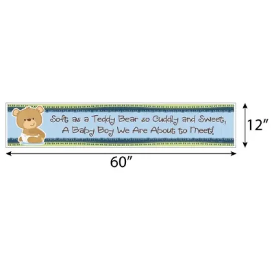 Big Dot of Happiness Boy Baby Teddy Bear - Baby Shower Decorations Party Banner image {1}