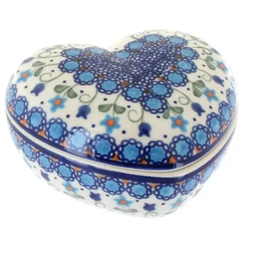 Blue Rose Polish Pottery 124 Vena Large Heart Box image {7}