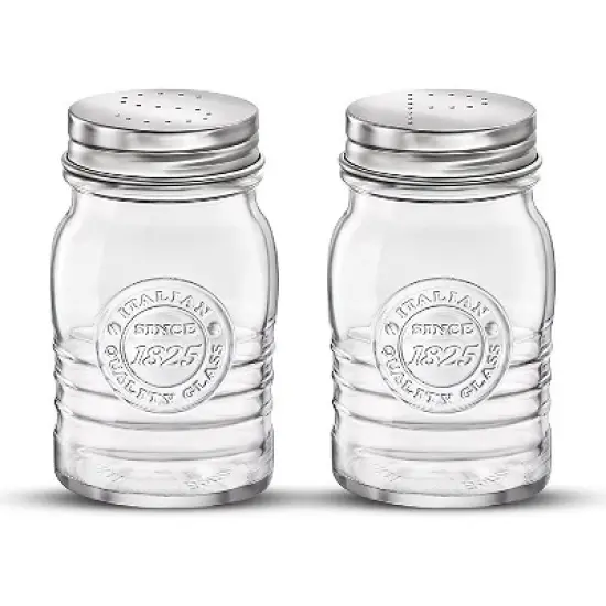 Bormioli Rocco Officina 1825 Salt And Pepper Shaker, Set Of 2, Clear, 8 Oz. Stain Resistant, Durable Glass Jars, Made In Italy image {6}