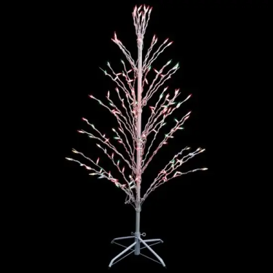 Northlight 4' Prelit Artificial Christmas Tree White Lighted Cascade Twig Outdoor Decoration - Multi-Color Lights image {1}