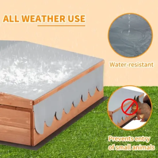 EROMMY 43.7'' x 43.3'' Solid Wood Square Sandbox with Cover image {2}