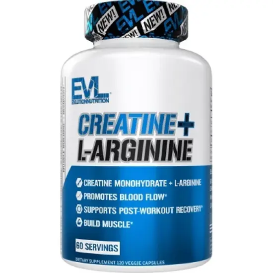 Evlution Nutrition Creatine + L-Arginine - Vascularity, Recovery & Muscle Growth - 60 Servings - 120 Capsules image {4}