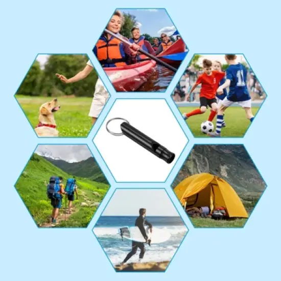 Unique Bargains Aluminum Alloy Camping Hunting Outdoor Survival Signal Whistles with Keychains 5 Pcs image {3}
