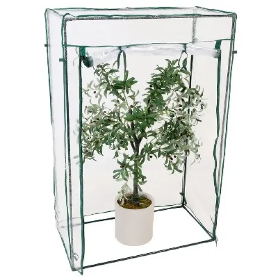 Sunnydaze Outdoor Deluxe Portable Large Potted Plant and Starter Tomato Plant Greenhouse with Roll-Up Door - Clear image {8}