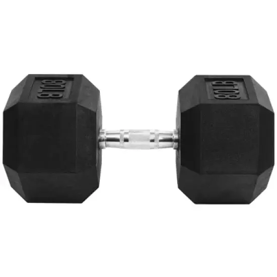 Signature Fitness Hex Single Dumbbell Non-Slip Free Weights Full Body Strength Training Home Gym Workout Equipment Set, 80 Pound, Black image {4}