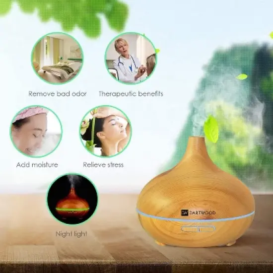 Dartwood Premium Ultrasonic Aroma Diffuser and Humidifier - Essential Oil and Mist Vaporizer with 7 LED Lighting Modes & 4 Timers (300ml) image {5}