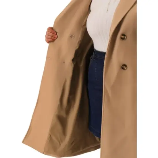 Agnes Orinda Women's Plus Size Fashion Notched Lapel Double Breasted Pea Coat image {5}