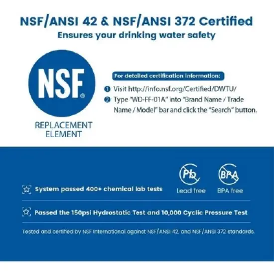 Waterdrop WD-FF-01A Replacement Filter, Faucet Water Filter, Replacement for WD-FC-01, WD-FC-02, WD-FC-06(1 Pack) image {3}