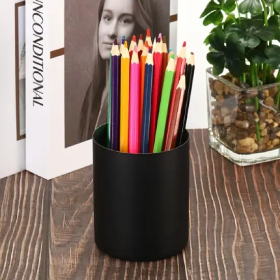 Unique Bargains Desk Stainless Steel Pencil Holders Makeup Brush Holder 2 Pcs image {4}