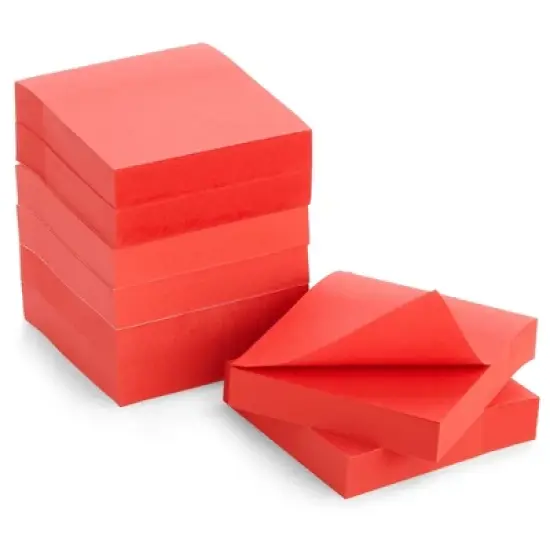 Juvale 8 Pack Bright Red Sticky Notes with 100 Sheets Per Pad for Daily Memos, Lists, Office Supplies, 3 x 3 In image {5}