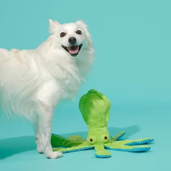 BARK Billy The Squid Dog Toy - Green image {1}