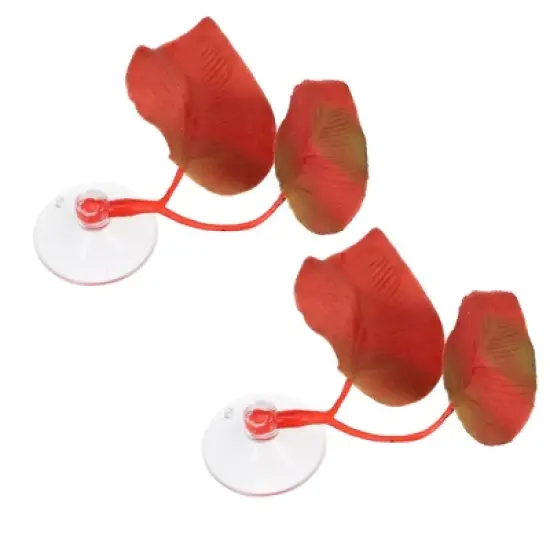 Unique Bargains Betta Fish Leaf Pad Hammock Plants for Fish Tank Red 2.56"x1.77" image {6}