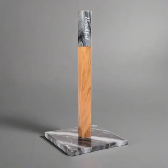 Lexi Home Marble Counter Embossed Paper Towel Holder - Mount Grey image {1}