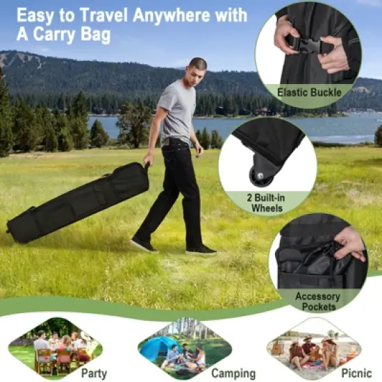 Tangkula 2-Tier 10' x 10' Pop-up Canopy Tent Instant Gazebo Adjustable Carry Bag w/ Wheel image {3}