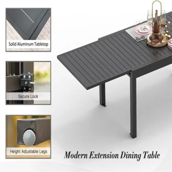 GlasFlength Patio End Tables, Black Expandable Metal Aluminum, Dimensions, 88.98"*32.68"*29.53" image {4}