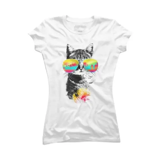 Junior's Design By Humans Cat Breeze By Artemple T-Shirt image {3}