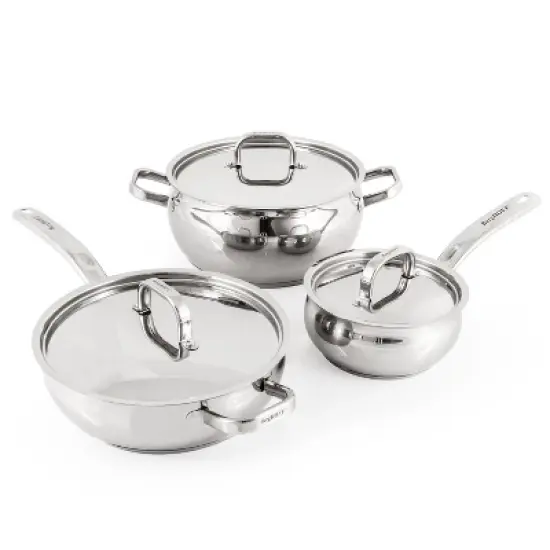 BergHOFF 12Pc 18/10 Stainless Steel Cookware Set with Stainless Steel Lid, Belly Shape image {5}