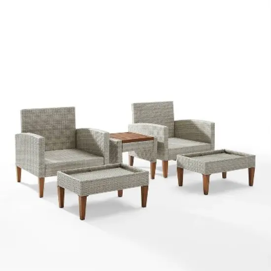 Capella 5pc Outdoor Wicker Chair Set - Gray - Crosley image {4}