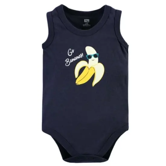Hudson Baby Infant Boy Cotton Sleeveless Bodysuits, Go Bananas image {6}