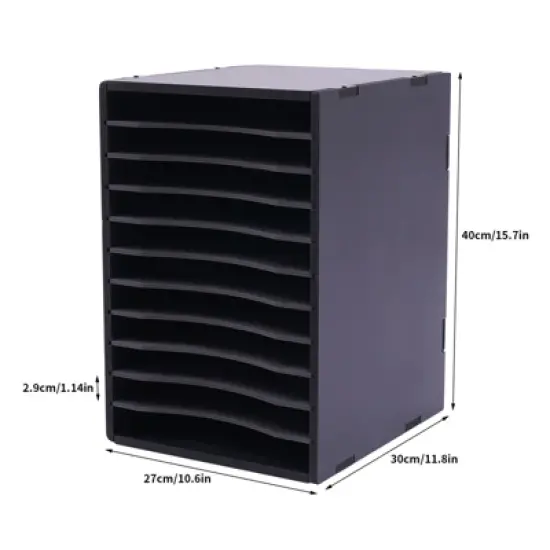 YIYIBYUS Vertical Desktop Sorter, 11 Compartment File Organizers, Black, Letter-size Shelves image {3}