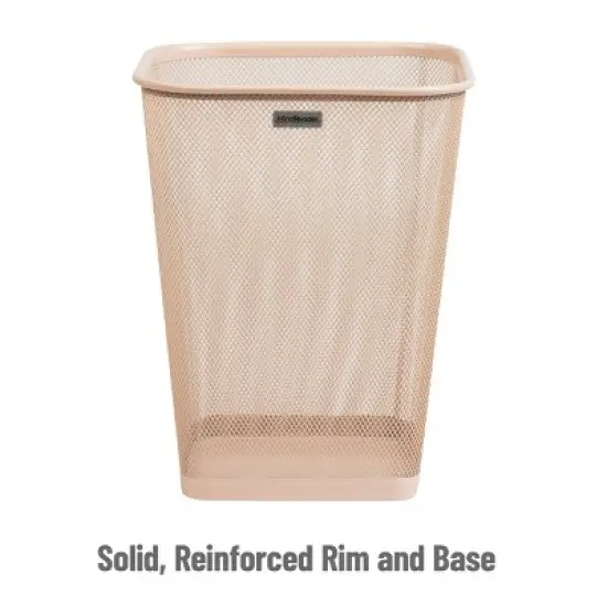 Mind Reader Square Trash Can Metal Mesh Pink image {3}