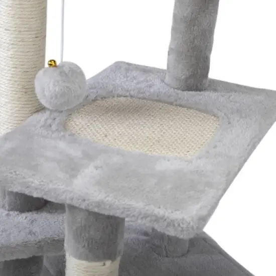 Sevobal Pet Tower, Double Layer Cat Tree Tower with Scratching Posts and Caves, Multi-Level Activity Center for Indoor Cats, Gray, 15.7"*15.7"*31.4" image {2}