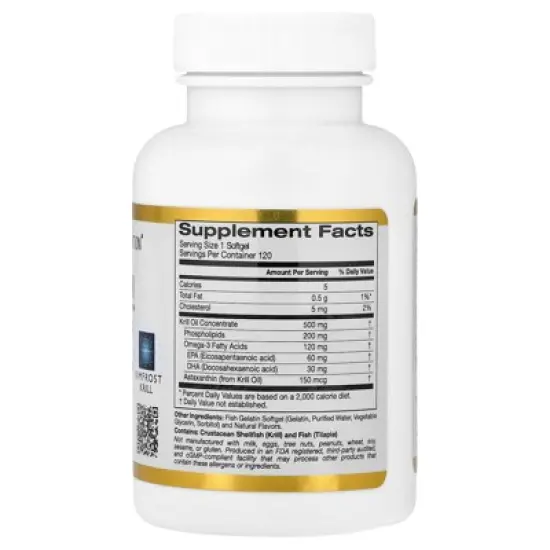 Antarctic Krill Oil, Ultra-High Omega-3 with Astaxanthin, Natural Strawberry & Lemon Flavor, Non GMO, Gluten Free, 500 mg, 120 Fish Gelatin Softgels image {1}