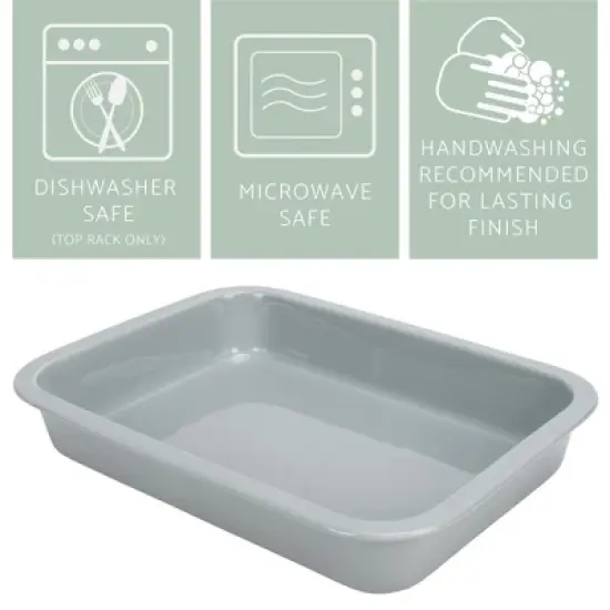 Elanze Designs Large 9x13 inch Stoneware Porcelain Baking Dish With Stainless Steel Rack, Grey image {1}