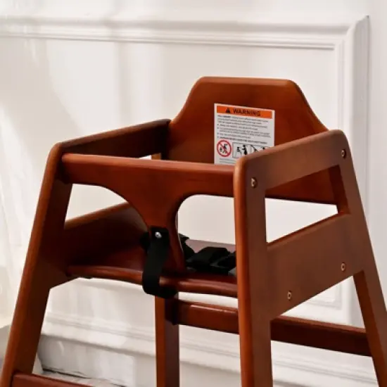Dronkon Pine Wood Baby High Chair, Walnut image {3}