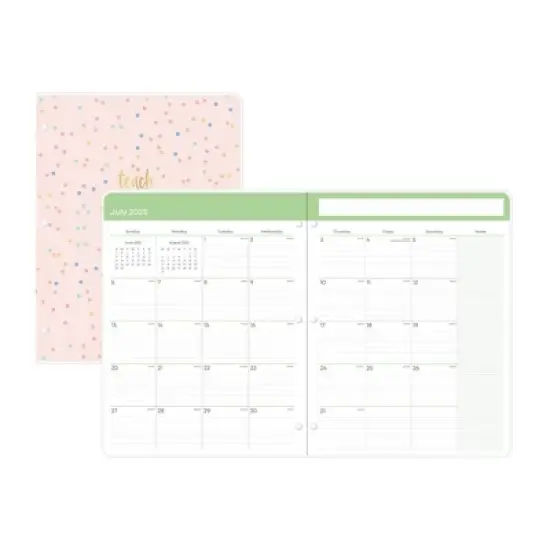 Blue Sky 8.5"x11" 2025-2026 Monthly Teacher Lesson Stapled Planner Clear Cover Mira Pink, Teacher Supplies image {3}