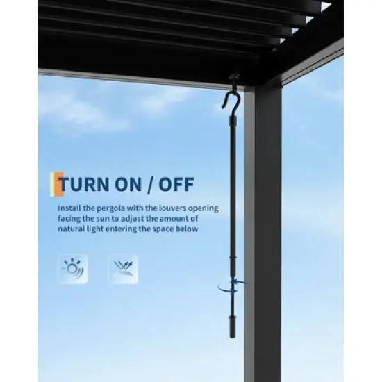 ODK All-Aluminum Louvered Pergola, Outdoor Pergola with Adjustable Louvered Roof, Reinforced Aluminum Frame, Hardtop Gazebo for Patio, Deck image {3}