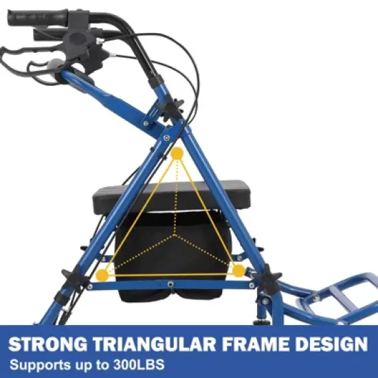 2 in 1 Rollator Walker & Transport Chair for Seniors with Seat, Transport Wheelchair All Terrain, Medical Walker for Adults with Backrest, Footrest image {5}
